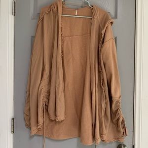 Free People Beige Hooded Cardigan